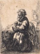 Willem van Vliet (1584-1642) - St Jerome kneeling in prayer, copy in reverse after Rembrandt,
