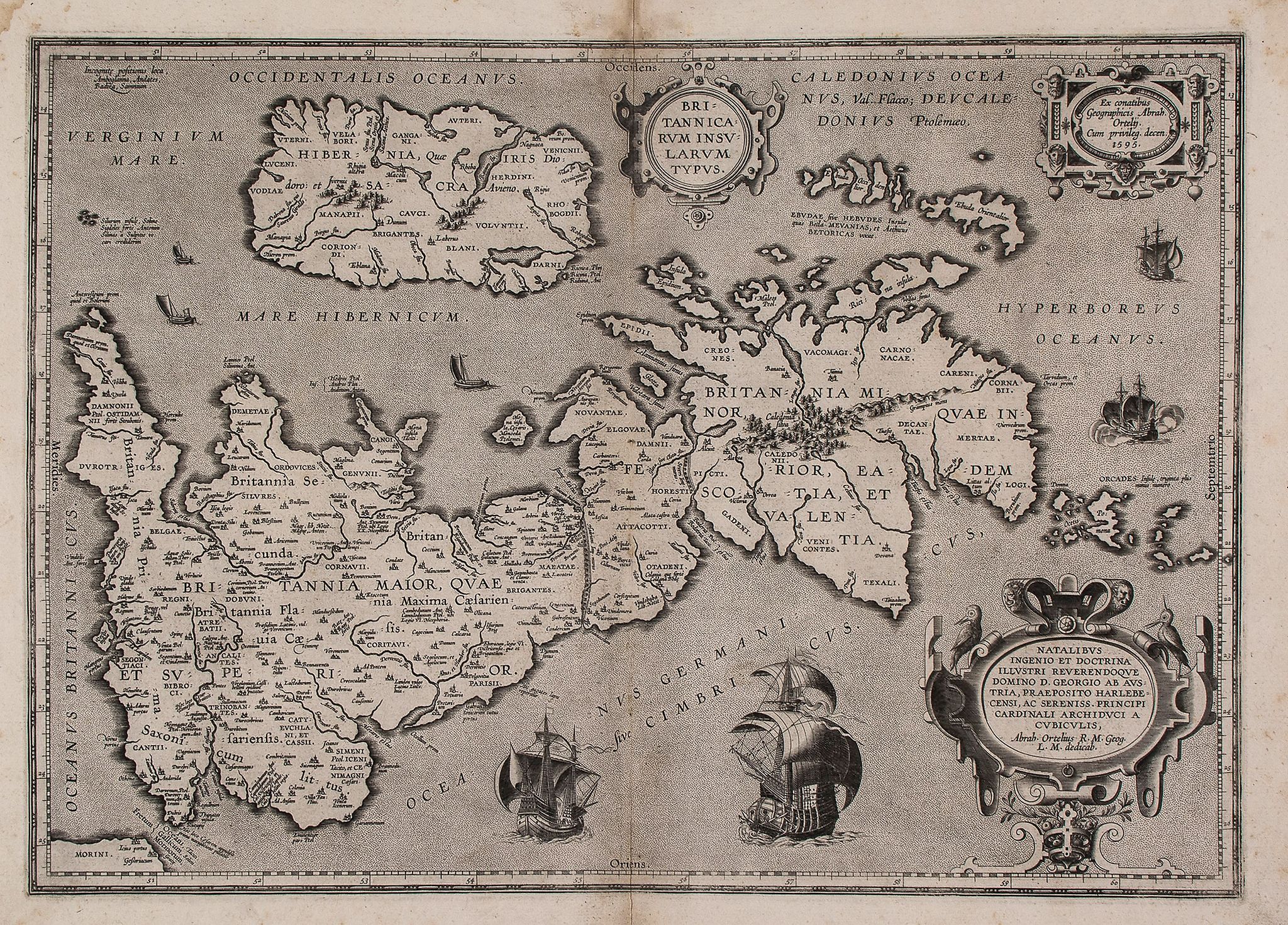 British Isles.- Ortelius (Abraham) - Britannicarum Insularum Typus, British Isles, north oriented to