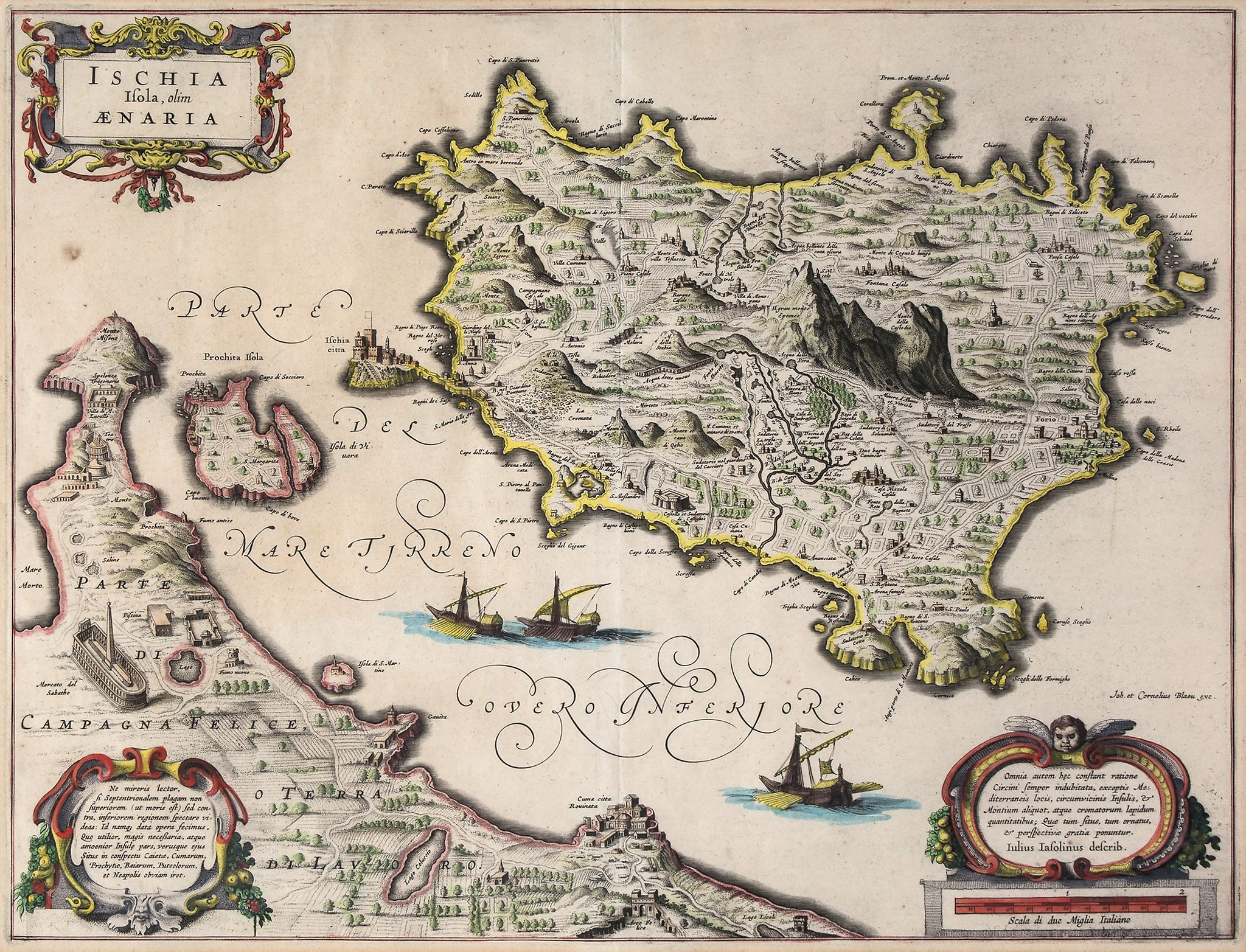 Italy.- Blaeu (Johannes) - Ischia Isola, olim Aenaria the Island of Ischia with the Peninsula of