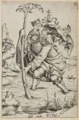 Meckenem (Israhel van, b.1440-c.1503), After. - St Christopher carrying the Christ child across a