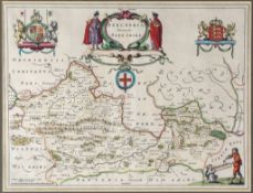 Berkshire.- Blaeu (Johannes) - Bercheria vernacule Barkshire  engraved map of Berkshire, large
