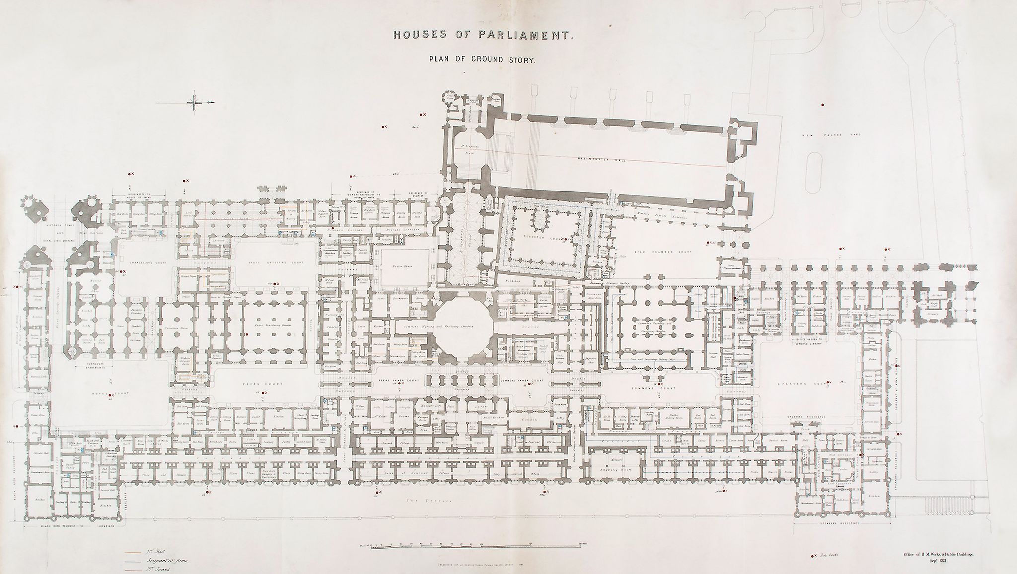 Office of H. M. Works and Public buildings - Houses of Parliament, plan of ground story
