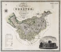 Greenwood (C.&J.) - Map of the County Palatine of Chester, vignette view of Chester Cathedral