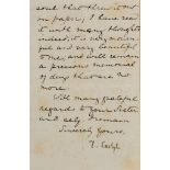 CARLYLE, THOMAS - Signed letter ("T. Carlyle"), written in the hand of his niece Mary Aitken on