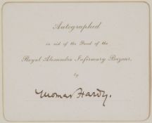 HARDY, THOMAS - White card signed in black ink below typed text which reads White card signed ("