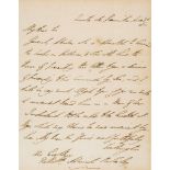 WELLESLEY, ARTHUR DUKE OF WELLINGTON - Autograph letter signed written to Admiral Berkeley during