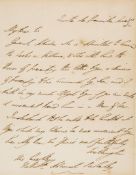 WELLESLEY, ARTHUR DUKE OF WELLINGTON - Autograph letter signed written to Admiral Berkeley during
