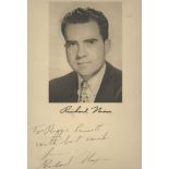 NIXON, RICHARD - A15 x 21.5 cm cream page featuring a reproduction of a black and... A15 x 21.5 cm