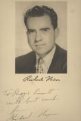 NIXON, RICHARD - A15 x 21.5 cm cream page featuring a reproduction of a black and... A15 x 21.5 cm