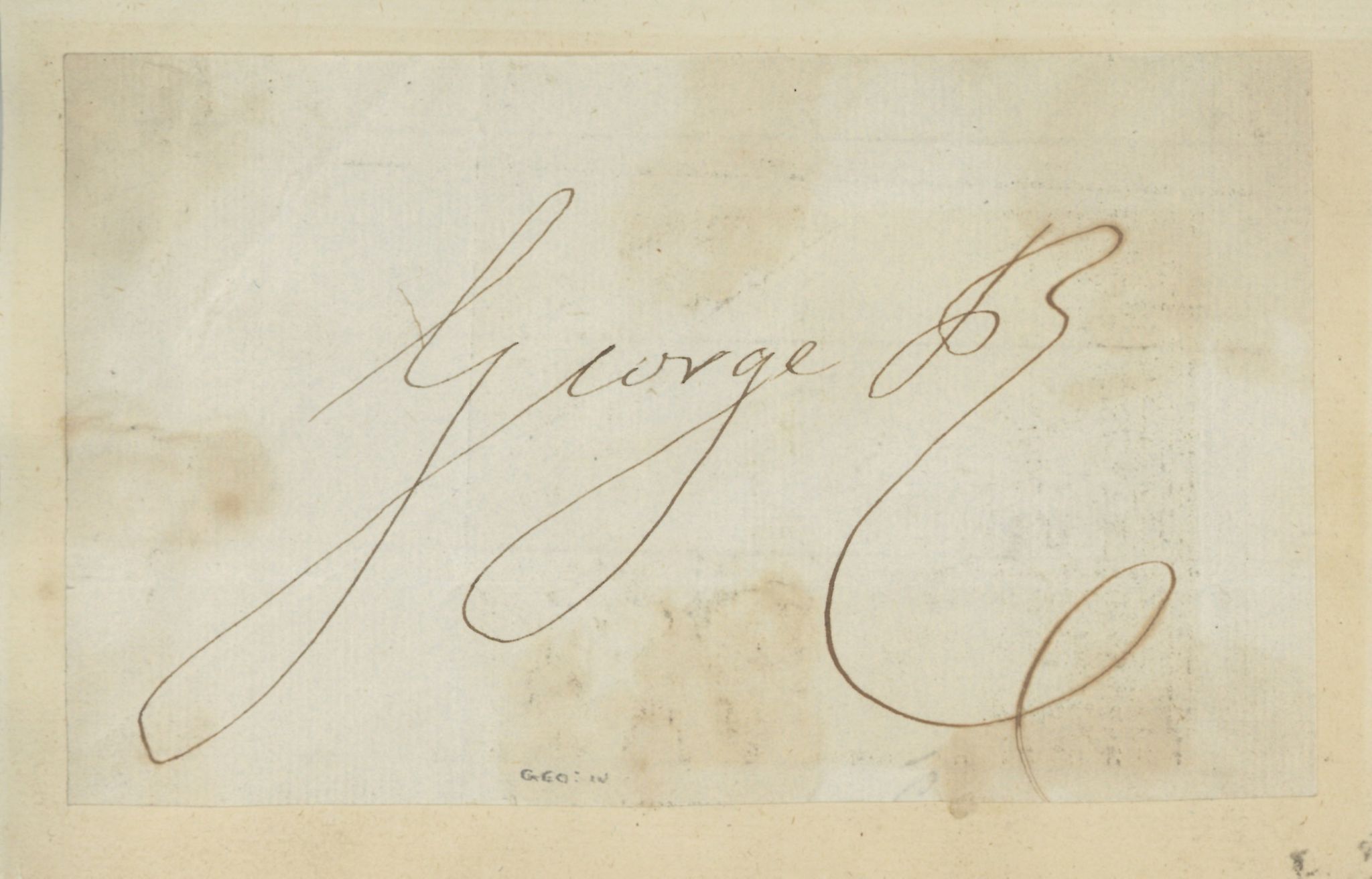 GEORGE IV, KING - Ink signature possibly clipped from the head of a document; laid... Ink