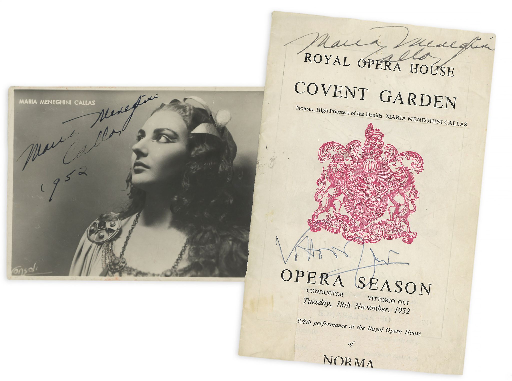 CALLAS, MARIA - A leaf torn from the programme of the 1952 season of the Royal... A leaf torn from
