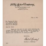 LINDBERGH, CHARLES - Typed letter signed on 'Ford Motor Company' headed stationery Typed letter