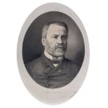 PASTEUR, LOUIS - Oval head and shoulders lithograph portrait by Eugene Louis... Oval head and