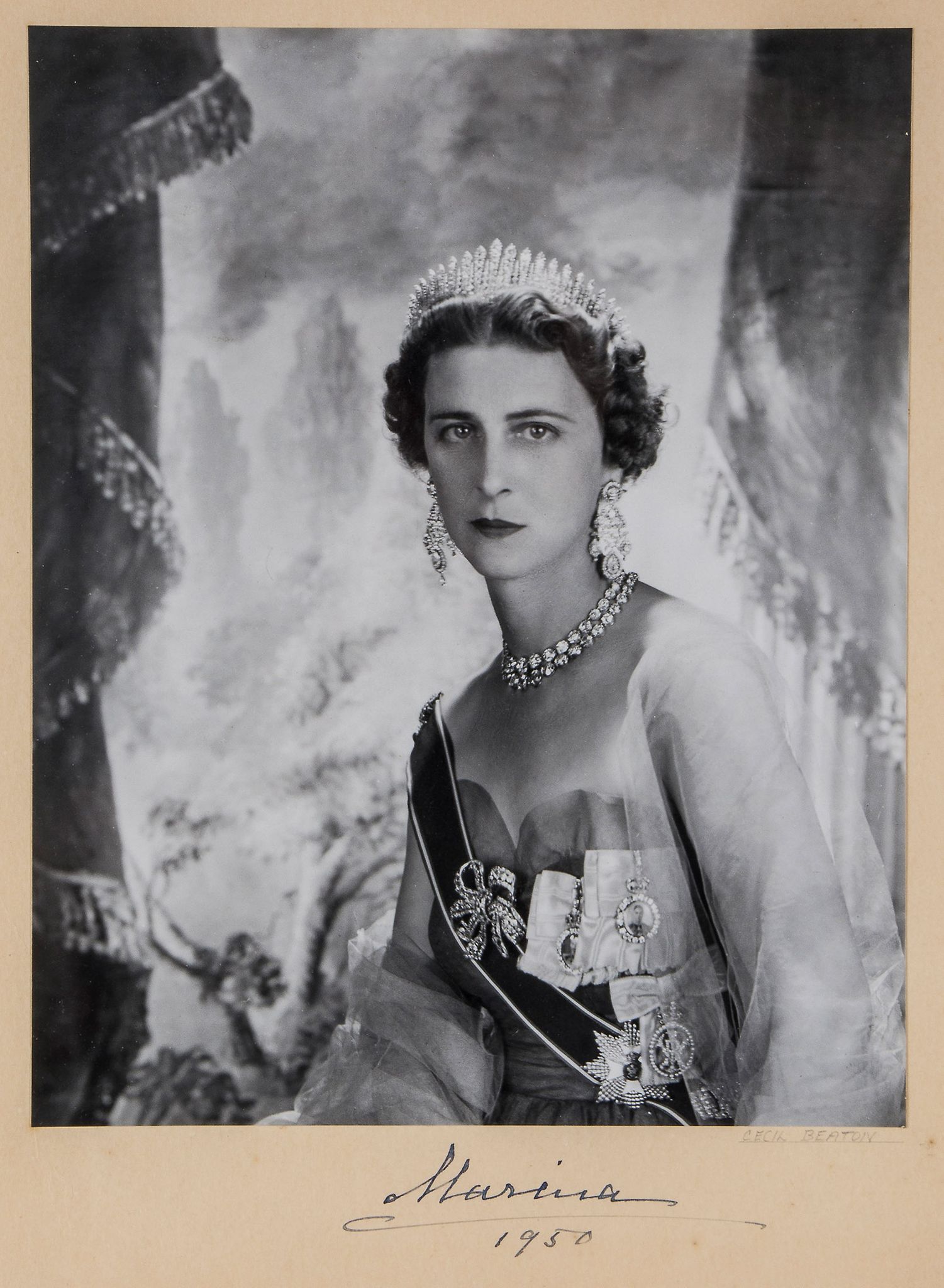 MARINA OF KENT - CECIL BEATON - Mounted 25 x 20cm black and white, head and shoulders