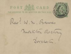 HARDY, THOMAS - Autograph signed notecard addressed to "Rev. W. M Autograph signed notecard ("T.