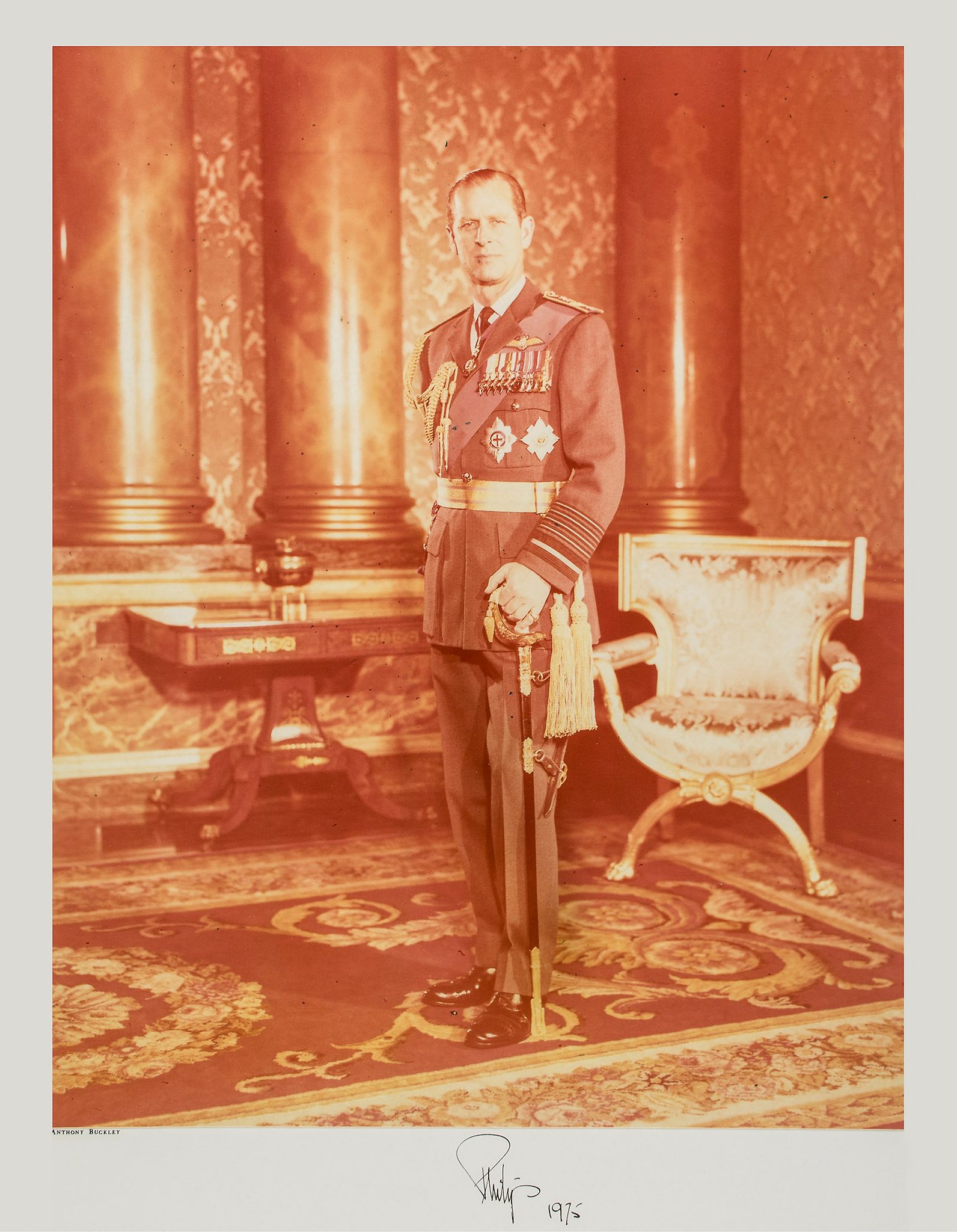 ELIZABETH II, QUEEN & PRINCE PHILIP - A. BUCKLEY - Pair of full length amber-toned photographs by - Image 2 of 2