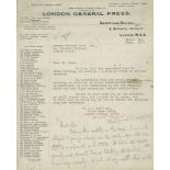 SHAW, GEORGE BERNARD - Autograph letter signed written in pencil below a typed letter from Autograph