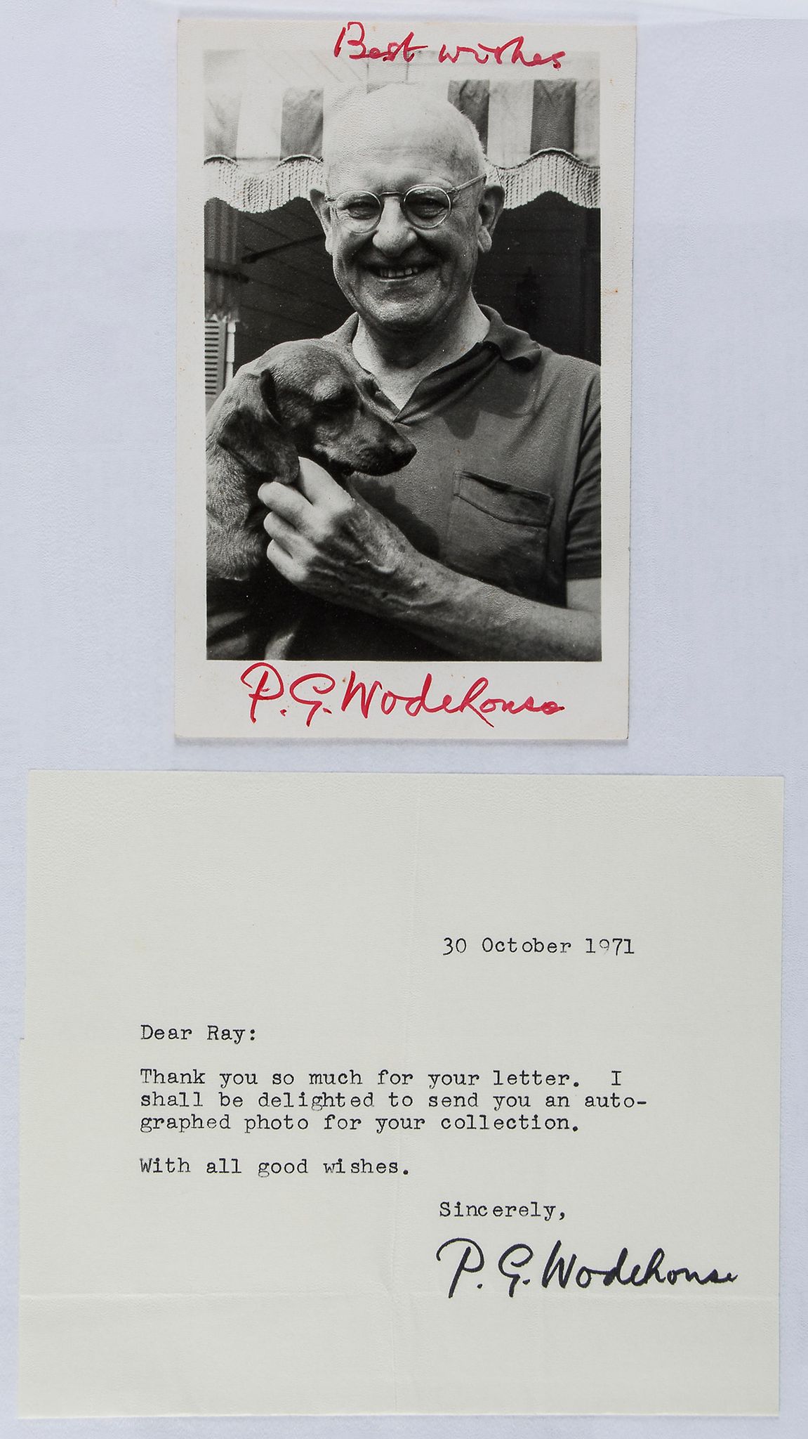 COLLECTION - INCL. AGATHA CHRISTIE, P.G. WODEHOUSE - Collection of signed cards, letters, - Image 11 of 11