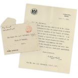 CHURCHILL, WINSTON - Typed letter signed on headed 10 Downing Street paper Typed letter signed ("W.