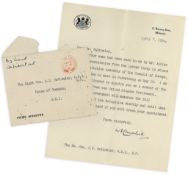 CHURCHILL, WINSTON - Typed letter signed on headed 10 Downing Street paper Typed letter signed ("W.