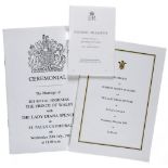 CHARLES & DIANA - Small collection of three programmes related to the marriage of... Small