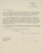MENUHIN, YEHUDI - Collection of letters and notes to Lady Domini Crosfield by Yehudi... Collection