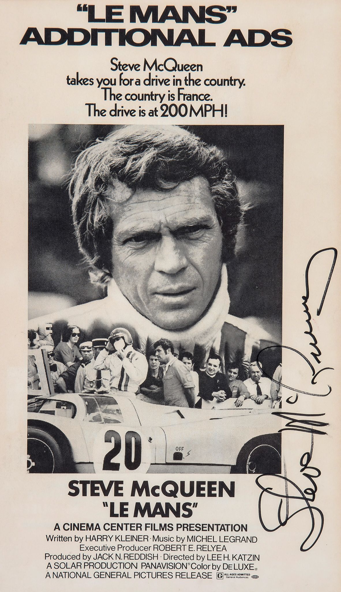 MCQUEEN, STEVE - Vintage advertising poster of the 1971 movie 'Le Mans' Vintage advertising poster