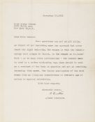 EINSTEIN, ALBERT - Typed letter signed to Miss Linda Crouse on personlised stationery Typed letter