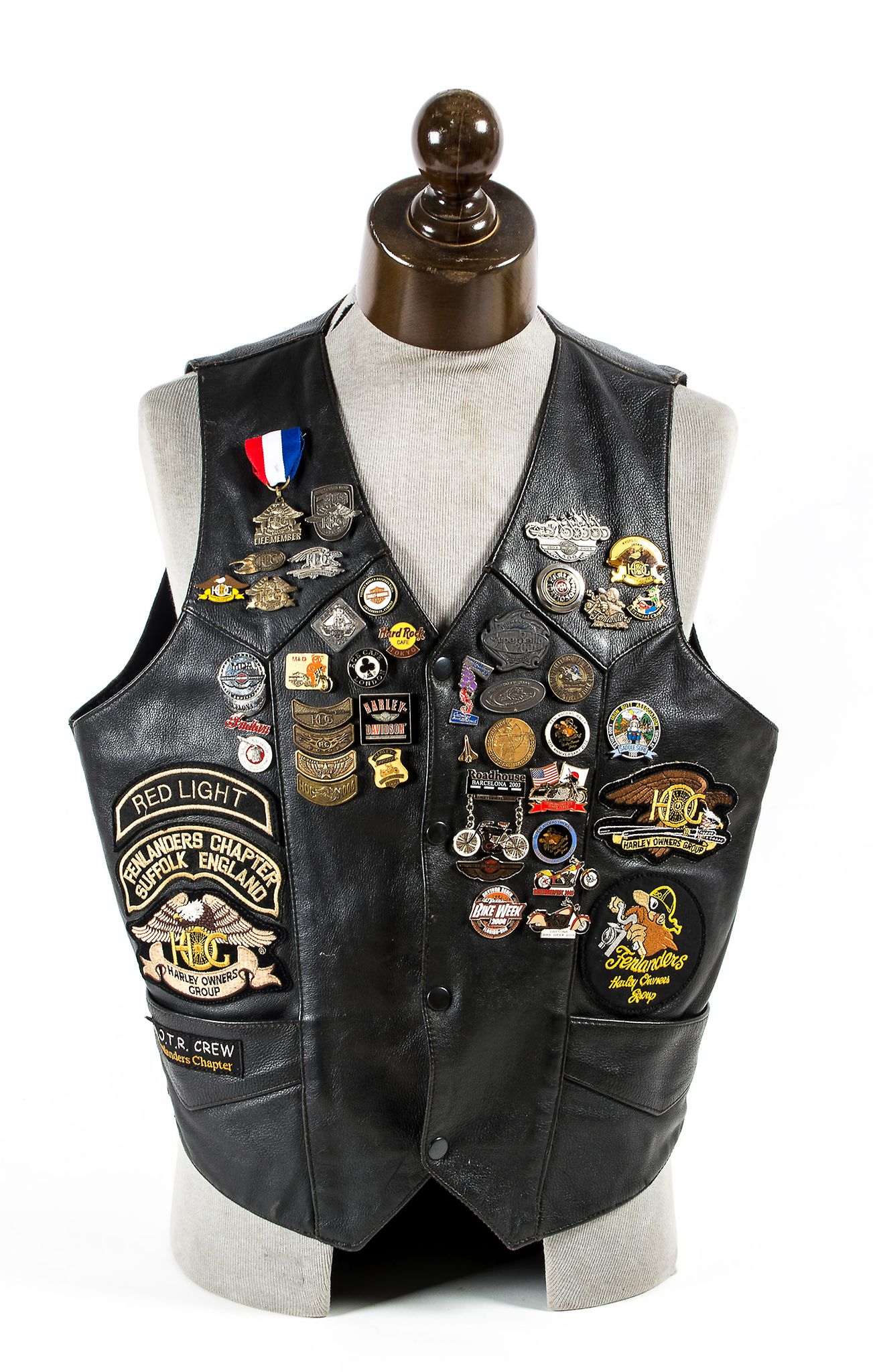 DAVIDSON, WILLIE G. - Black leather 'Motor Harley-Davidson Cycles' waistcoat Black leather 'Motor