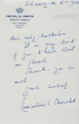 CHURCHILL, CLEMENTINE - Autograph letter signed written during Lady Churchill Autograph letter
