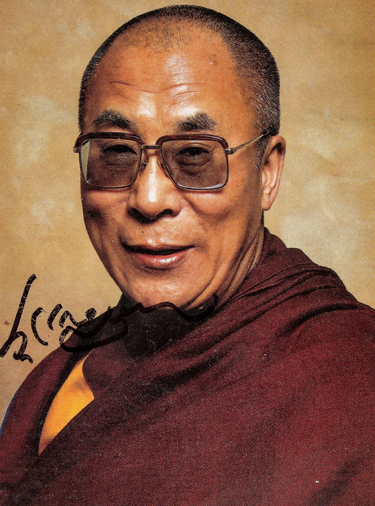 DALAI LAMA - A 13 x 10cm colour, head and shoulders photographs of His Holiness... A 13 x 10cm