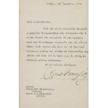 VENIZELOS, ELEFTHERIOS - Typed letter, in Greek, signed to Mr. Mauropoulos Typed letter, in Greek,