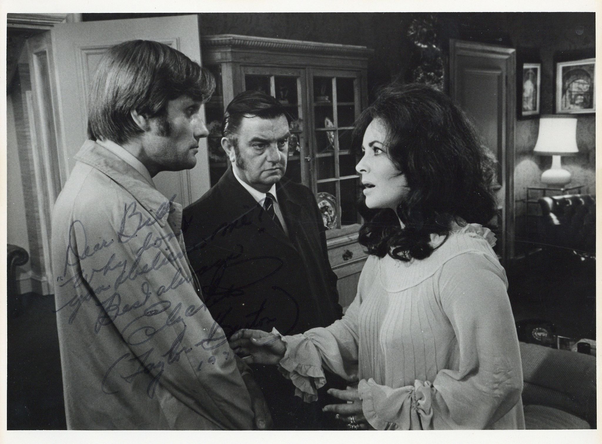TAYLOR, ELIZABETH & LAURENCE HARVEY - Two 8 X 10" black and white photographs from the set of the - Image 2 of 2