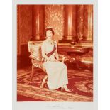 ELIZABETH II, QUEEN & PRINCE PHILIP - A. BUCKLEY - Pair of full length amber-toned photographs by