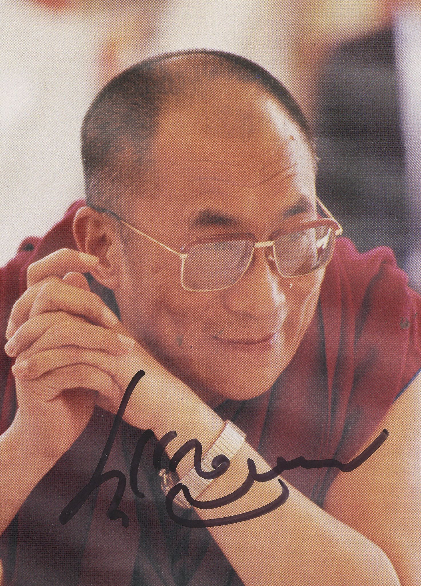 DALAI LAMA - A 12.7 x 9.2 cm colour, head and shoulders photographs of His... A 12.7 x 9.2 cm