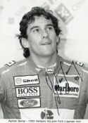 SENNA, AYRTON - A black and white, head and shoulders promotional photograph of... A black and