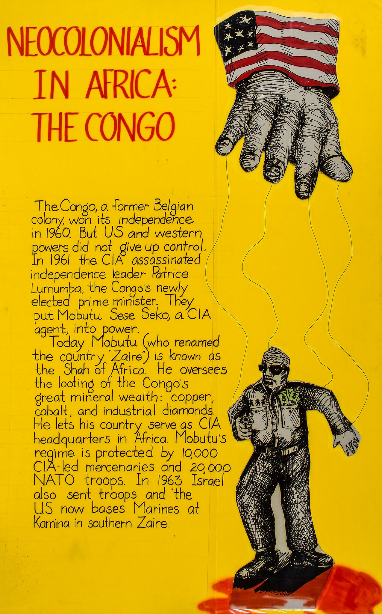 **CONGO - MOBUTU - Three 112 x 71.5 cm unique handmade posters attacking... Three 112 x 71.5 cm - Image 2 of 4