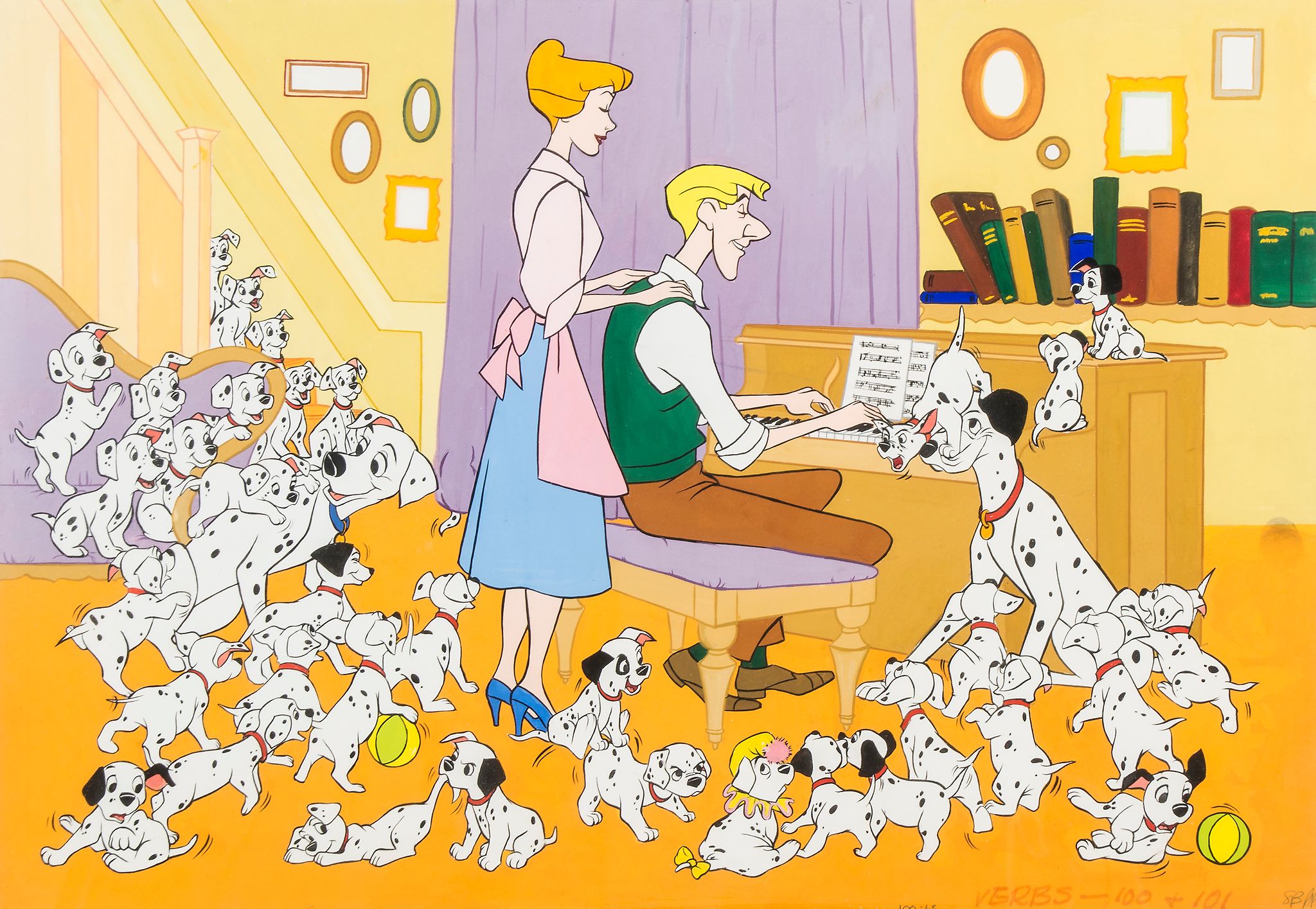 [Disney (Walt) Studios] - 1001 Dalmations,  depicting a couple at a piano, surrounded by a large - Image 2 of 2