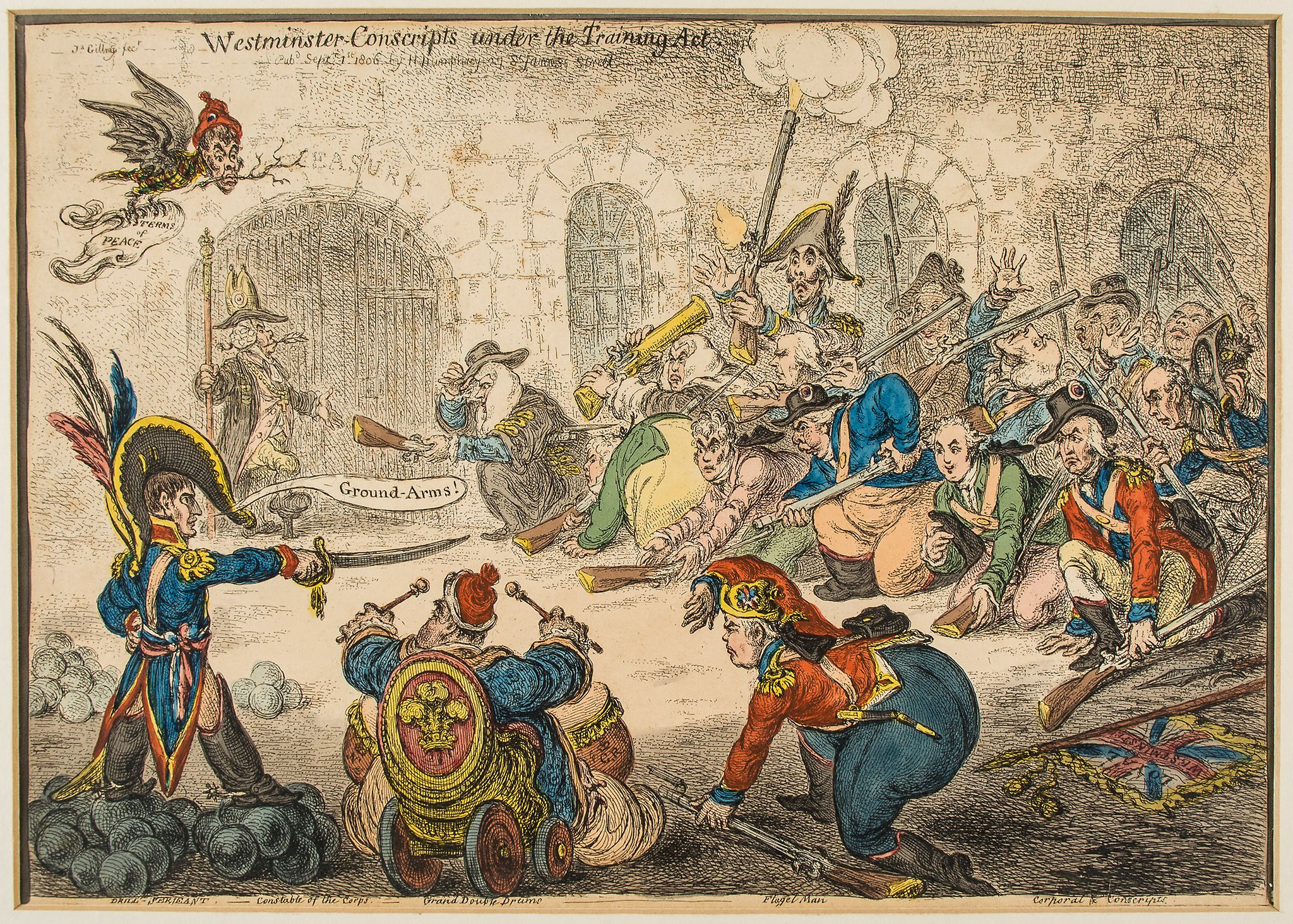 Gillray (James) - Physical Aid, _or_ Britannia recover'd from a Trance, Sheridan, as a ragged