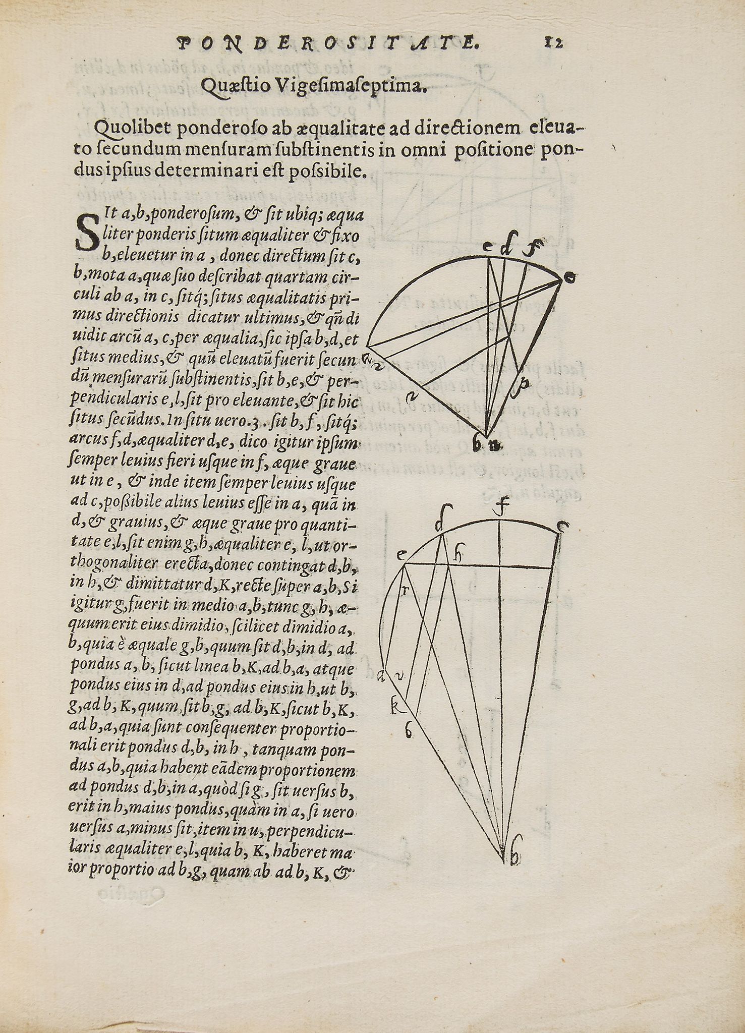 Mathematics.- Jordanus, - Nemorarius. Opusculum de ponderositate, title with woodcut printer