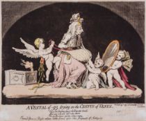 Gillray (James) - A Vestal of -93, trying on the Cestus of Venus, (Lady Cecilia Johnston),   etching