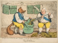 Gillray (James) - The Coal-Heavers., Fox and North shovelling guineas into a sack,  original hand-