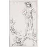 Keen (Henry) - When Mannish Maevia Hunts the Tuscan Boar, from Juvenal's satire,   pencil drawing
