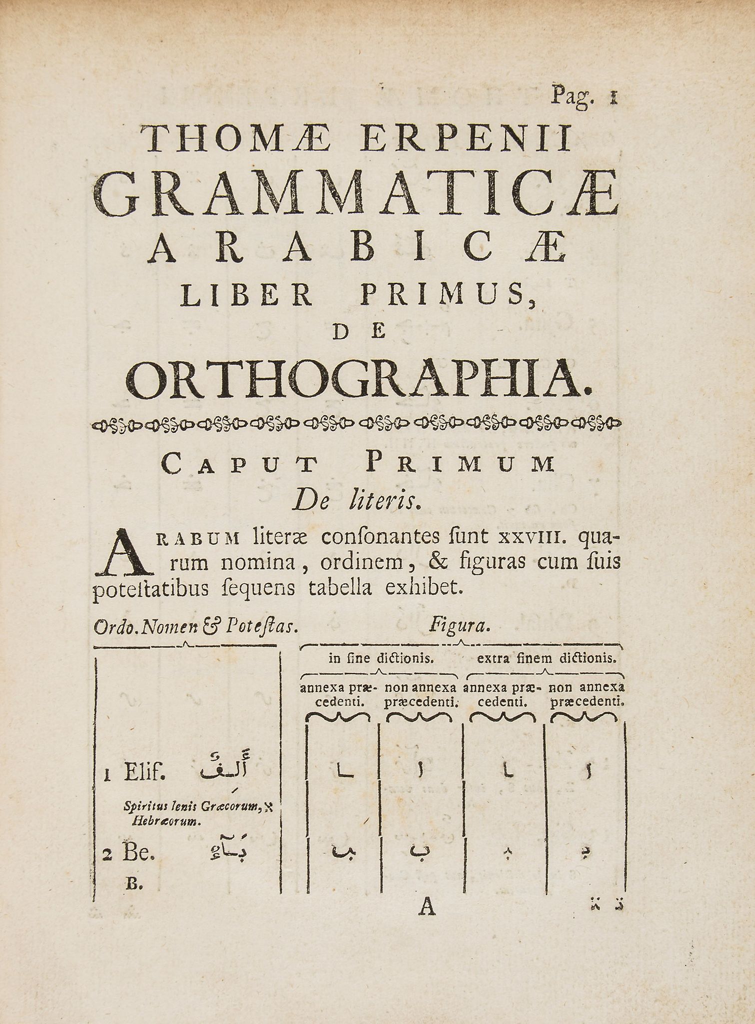 Erpenius (Thomas) - Grammatica Arabica cum fabulis Lokmani...,  [first edition] ,  printed in