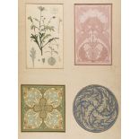 English School (late 19th century) - 3 sets of studies in art nouveau botanical ornament, each set