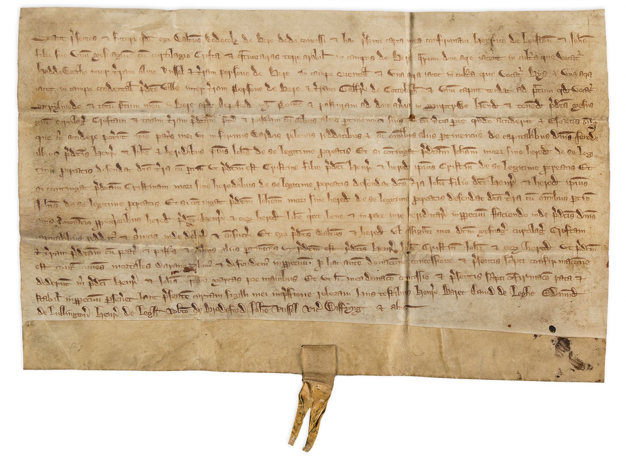 Medieval Devon.- - Charter of enfeoffment by Walter Wodecock [Woodcock] of Bere...  Charter of
