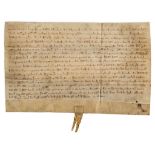 Medieval Devon.- - Charter of enfeoffment by Walter Wodecock [Woodcock] of Bere...  Charter of