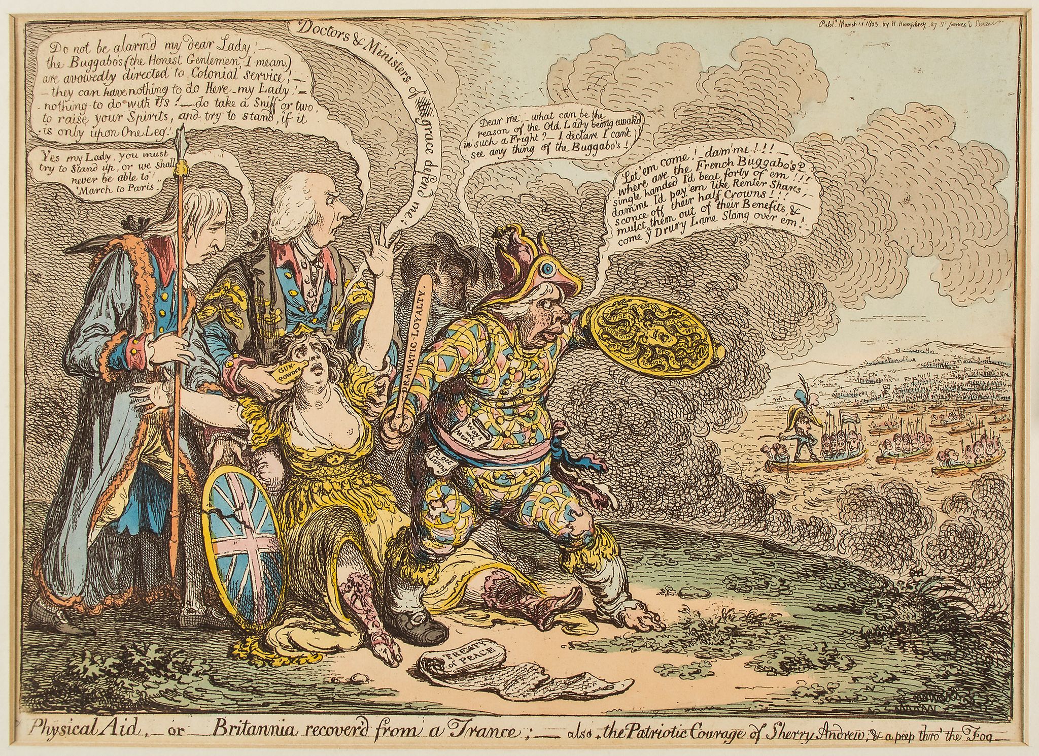 Gillray (James) - Physical Aid, _or_ Britannia recover'd from a Trance, Sheridan, as a ragged - Image 2 of 3