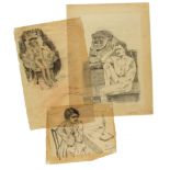 Rassenfosse (Armand) - A group of 12 figure studies,  variously in pen and ink, pencil and