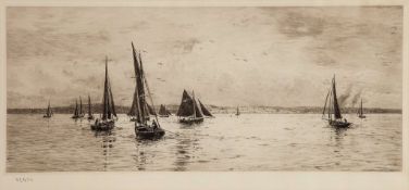 Wyllie (William Lionel, R.A.) - Ryde from the Solent,  etching with drypoint on cream wove paper,